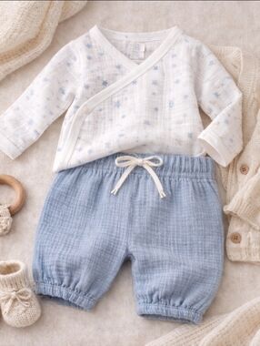 Aden + Anais Muslin Kimono Bodysuit 6–9M Night Sky Stars NWT Soft Neutral Baby